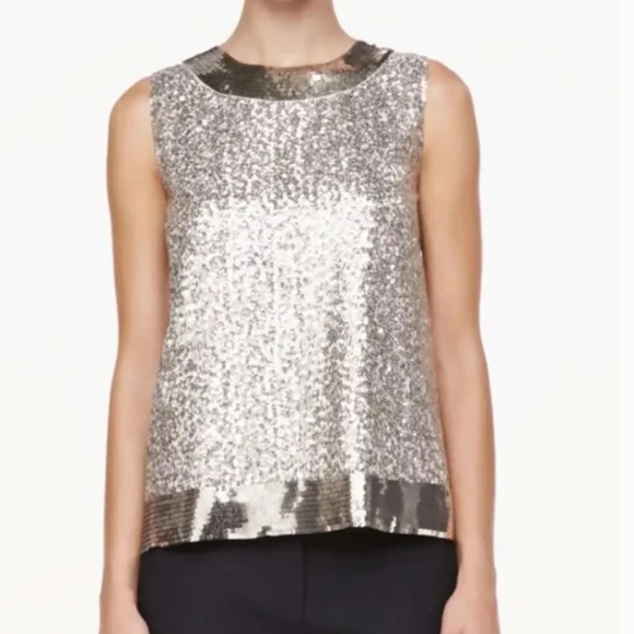 Kate Spade Serene Silk Sequin Tank Top sz 8 - Picture 6 of 6